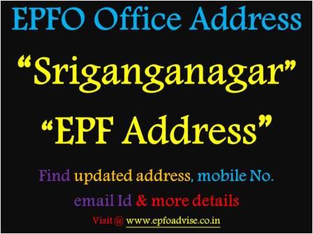 PF Office Sriganganagar Address